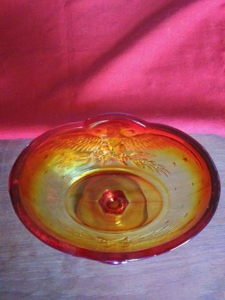 Vintage Lidded Candy Dish Lid LE Smith Glass Amberina American Eagle & Stars 3