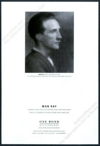 1991 Marcel Duchamp 1920 Photo By Man Ray Nyc Gallery Vintage Print Ad