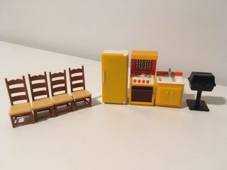Fisher Price Loving Family Dollhouse Kitchen/dining Furniture Vintage 70 
