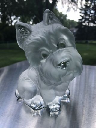 Vintage Viking Frosted Glass Shi - Tzu Yorkie Dog Paperweight Hand Made Art Glass