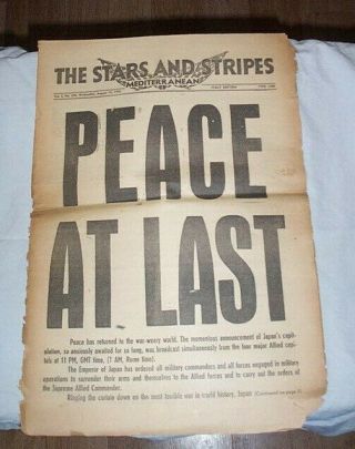 Vintage World War Ii Stars And Stripes,  V - J Day,  August 15,  1945,  Peace At Last