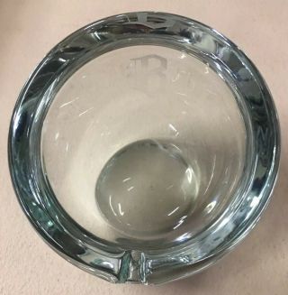 Vintage Viking Glass Orbital Sphere Ashtray Clear W/ Etched B