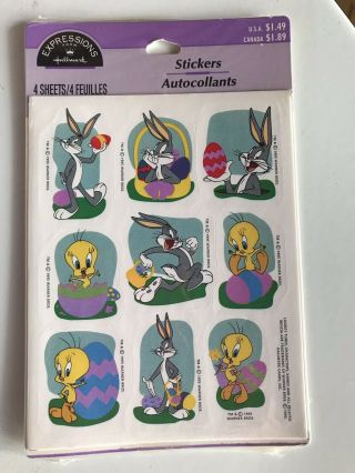 6 Packages of Vintage Hallmark Looney Tunes StickersTweety Bugs Bunny Porky Pig 2