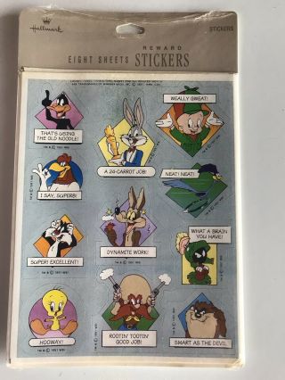 6 Packages of Vintage Hallmark Looney Tunes StickersTweety Bugs Bunny Porky Pig 3