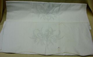Vintage Stamped Embroidery Pillowcases Floral Pattern With Tags