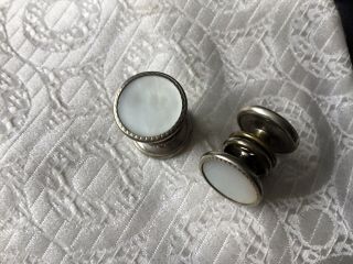 Vintage Art Deco Mother Of Pearl One Piece Snap Popper Pat Oct 1921 Cufflinks