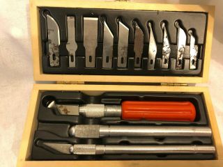 Vintage X - Acto Knife Tool Set & Wooden Box