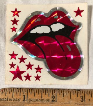 Vintage 1970s Rolling Stones Logo Decal Bumper Sticker Prism Prismatic