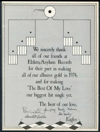 1975 The Eagles Best Of My Love Record Release Vintage Trade Print Ad