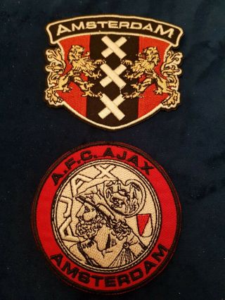 2 X Vintage Style Dutch Ajax Amsterdam Football Fans Badge Patch 8 Cm Holland