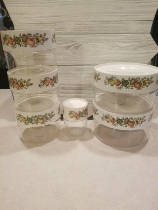 Vtg Pyrex Corning Ware Stacking Canister Set Of 6 Jars Spice Of Life See N Store