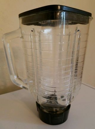 Oster 5 Cup Sq Top Glass Blender Replacement Jar for Osterizer Black Lid Vintage 2