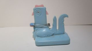 Vintage Baby Diaper Pin Rooster Chicken Blue Holder Tuppercraft Pin Kaddy