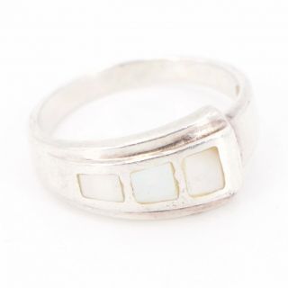 Vtg Sterling Silver - Mother Of Pearl Inlay Tapered Ring Size 7 - 3g