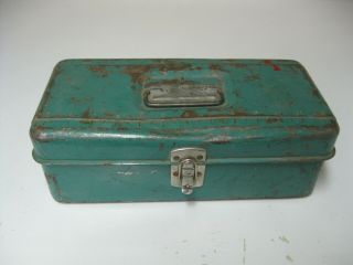 Vintage Green Metal Hiawatha Tackle Fishing Box