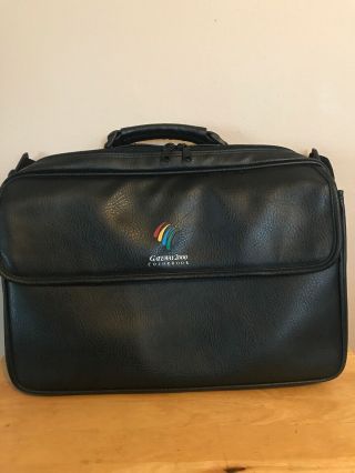 Vintage Black Leather Gateway 2000 Colorbook Laptop Computer Bag Carry Case