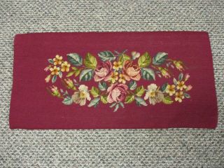 Vintage Floral Needlepoint Piano Bench Seat Pillow