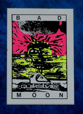Quiksilver.  Bad Moon.  Vintage 1980,  S Surfing Sticker.