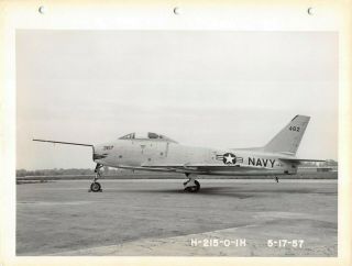 Vintage 1957 Navy Fj - 3 Plane Photo 8.  5 " X 11 " 1