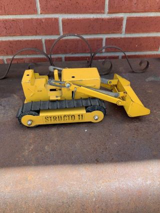 Vintage Old Tin Structo 11 Bulldozer All Metal,  Good Rubber Tracs 11 " Long 7 " W
