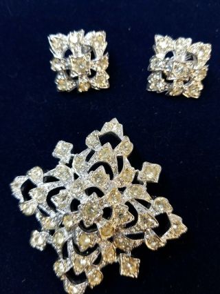 Vintage Sarah Coventry Brooch And Earring Set,  Signed.