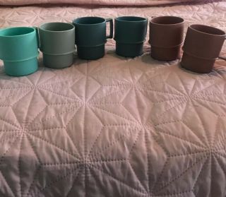 Set Of 6 Vintage Tupperware Coffee Cups Mugs Pastel Colors