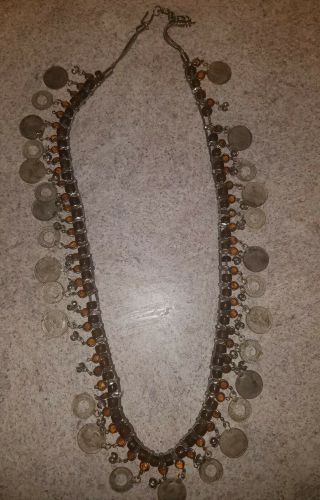 Vintage British India Pice And Quarter Brown Beaded Necklace