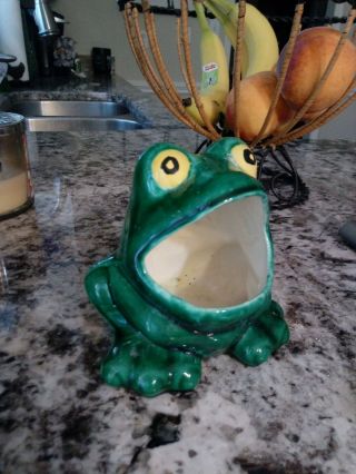 Vintage Ceramic Green Frog Soap Dish Sponge Holder Kitchen Bathroom Accessory