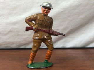 Vintage Wwi Lead Soldier Die - Cast Metal U.  S.  Infantry Patrol Old Toy Army Man