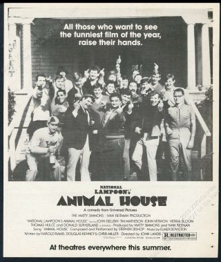 1978 Animal House Movie Release Cast Flip - Off Photo Vintage Print Ad