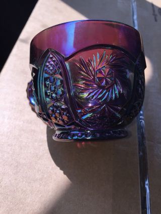 Vintage Smith Glass Co.  Whirling Star Amethyst Carnival Glass Punch Bowl Cup