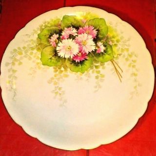 Vintage Limoges Hand Painted Flowers 13 3/4 " Large Plate Artist Signed