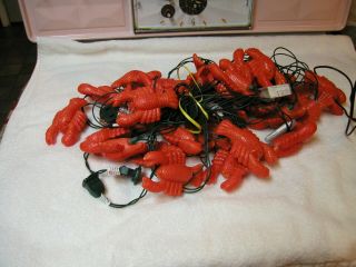 Vintage String Lights Party Patio Large Lobsters 30 Light Covers 3 Strings Of