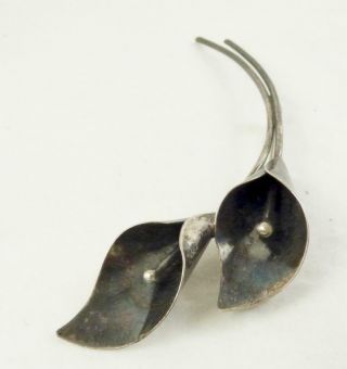 Vintage Stuart Nye Sterling Silver Double Calla Lily Flower Brooch/ Pin