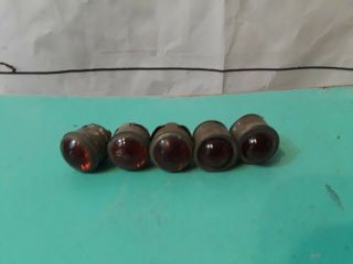 5 Vintage Ruby Red Jewel Glass Indicator Light Craft Eyes Steampunk