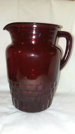 Vintage Anchor Hocking Royal Windsor Ruby Red Water Iced Tea Pitcher