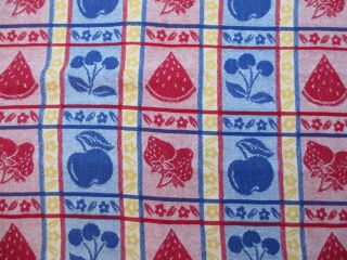 Vintage 46x64 Cotton Fruit Tablecloth Watermelon Strawberries Cherries Apples 2