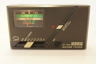 Vintage Guitar Tuner Korg Gt - 60x - Quartz With Meter Light And Mic - Piece