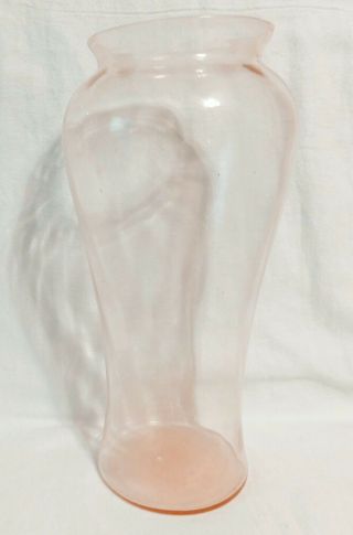 Vase Pink Rose Tint Depression Glass Light Swirl Large 6 " X 13 " No Seams Vintage