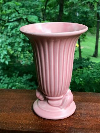 Vintage Vase Pottery Pink Deco With Birds Haeger Hull Bauer Camark 6.  25 " X 4.  5 "