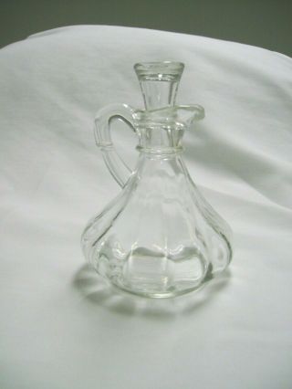 Vintage Anchor Hocking Clear Glass Vinegar Or Oil Bottle With Stopper Cruet