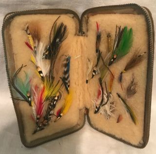 Vintage Collis Fly Book With Tied Flies Fishing Trout Lake Angler Rod Reel