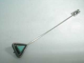 Vintage Navajo Sterling Silver Stick Pin Turquoise Triangle 1970s Hat Art