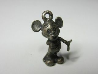 Vintage Sterling Silver Mickey Mouse Disney 3d Charm For Bracelet W/patina