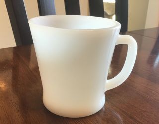 Vintage Fire King White Milk Glass D - Handle Coffee Mug