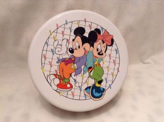 Vintage Disney Mickey Minnie Mouse Dancing Hipster Jazz Tin Lid Box Co