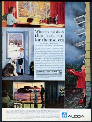 1964 Old English Sheepdog Photo Alcoa Aluminum Windows Vintage Print Ad