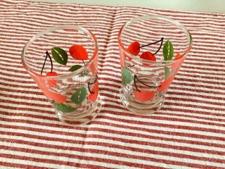 5 Vintage Cherry Juice Glasses Cherries Retro Kitchen Libby Fruit