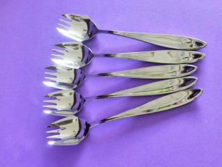 Vintage Stainless Steel Buffet Forks,  Set Of 5 Grosvenor 18 - 8 Dessert Forks
