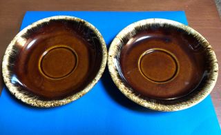 2 Vintage Hull Brown Drip Oven Proof Saucer/plate 5 1/2 Inches Made In Usa